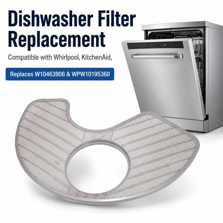 Replacement Dishwasher Filter Compatible With Whirlpool & KitchenAid Replaces W10463906 / WPW10195360