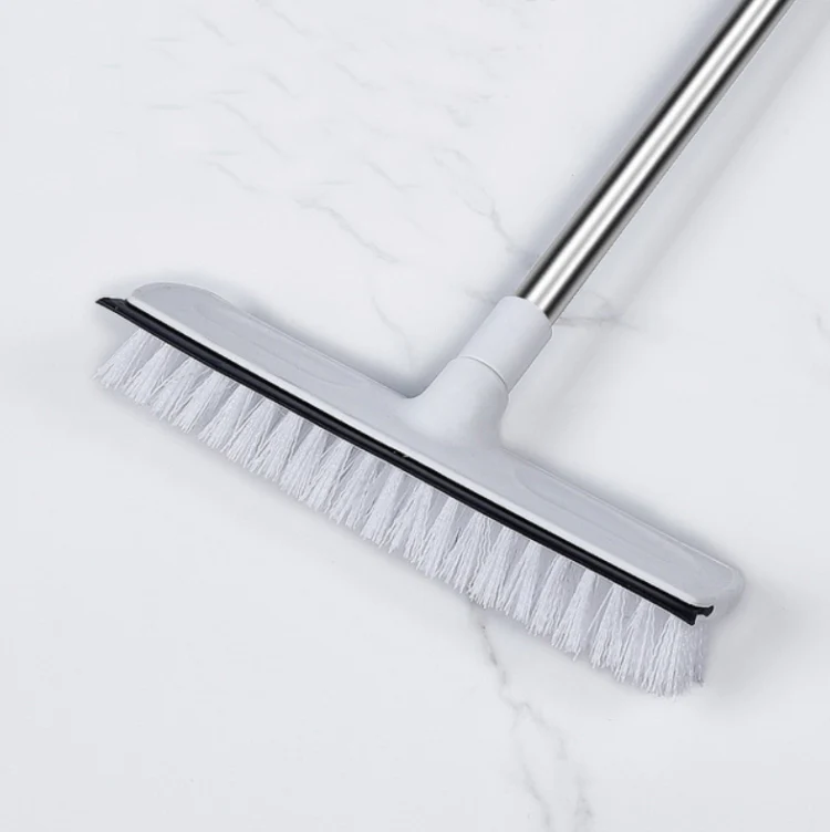 Retractable Floor Brush Bathroom Cleaning & Wiping Dual Purpose Brush Long-handled Bristle Floor Brush, Size:1M(White) - Image 3