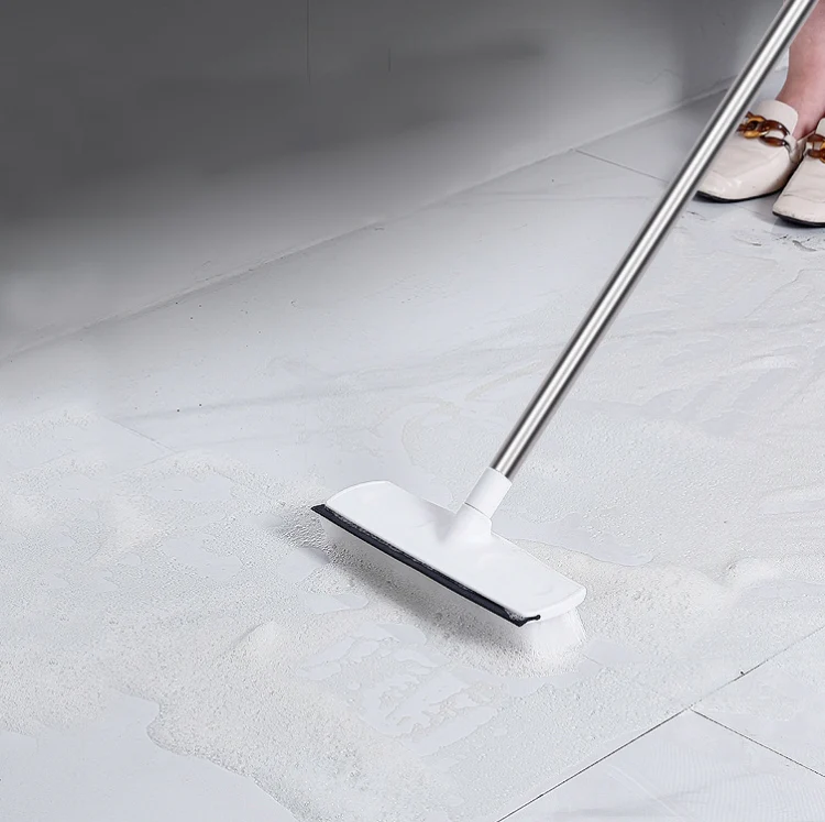 Retractable Floor Brush Bathroom Cleaning & Wiping Dual Purpose Brush Long-handled Bristle Floor Brush, Size:1M(White) - Image 4