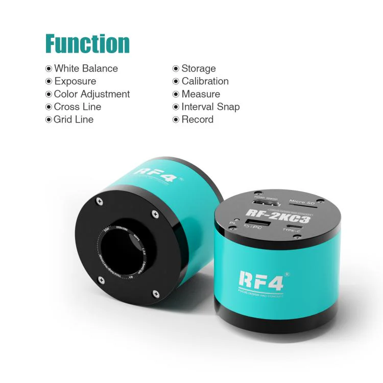 RF4 RF-2KC3 2K HD High-Resolution Adjustable Camera for Trinocular Stereo Microscope(Blue) - Image 5