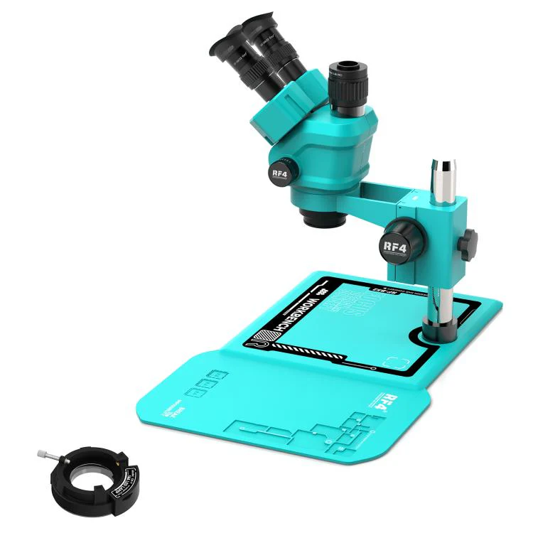 RF4 RF-55-B52 6.5-55X Synchronous Zoom Trinocular Stereo Microscope(Blue) - Image 2