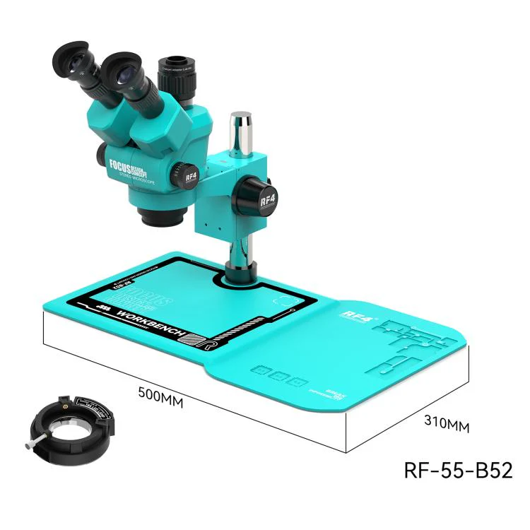 RF4 RF-55-B52 6.5-55X Synchronous Zoom Trinocular Stereo Microscope(Blue) - Image 5