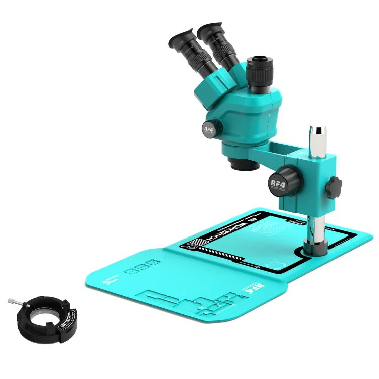RF4 RF-55P-B52 6.5-55X Synchronous Zoom Trinocular Stereo Microscope(Blue) - Image 2