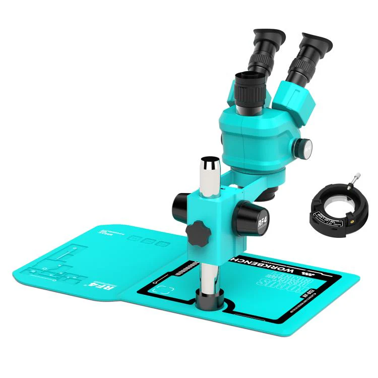 RF4 RF-55P-B52 6.5-55X Synchronous Zoom Trinocular Stereo Microscope(Blue) - Image 3