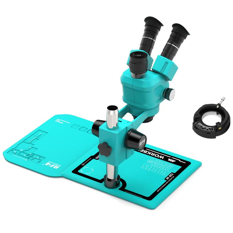 RF4 RF-55PM-B52 6.5-55X Synchronous Zoom Trinocular Stereo Microscope(Blue) - Image 3