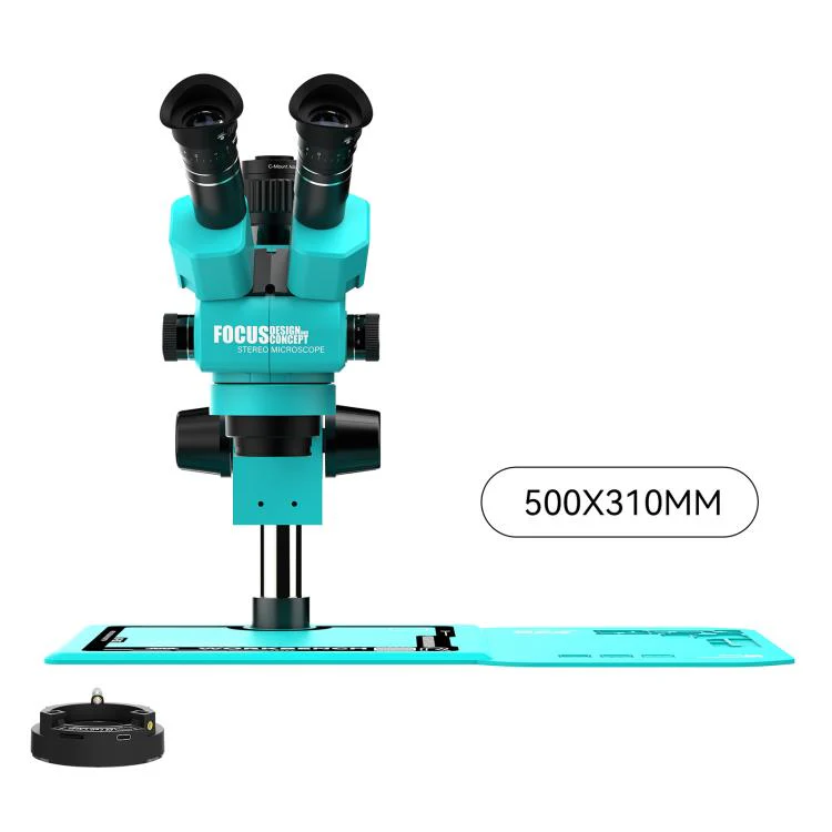 RF4 RF-55PM-B52 6.5-55X Synchronous Zoom Trinocular Stereo Microscope(Blue) - Image 4
