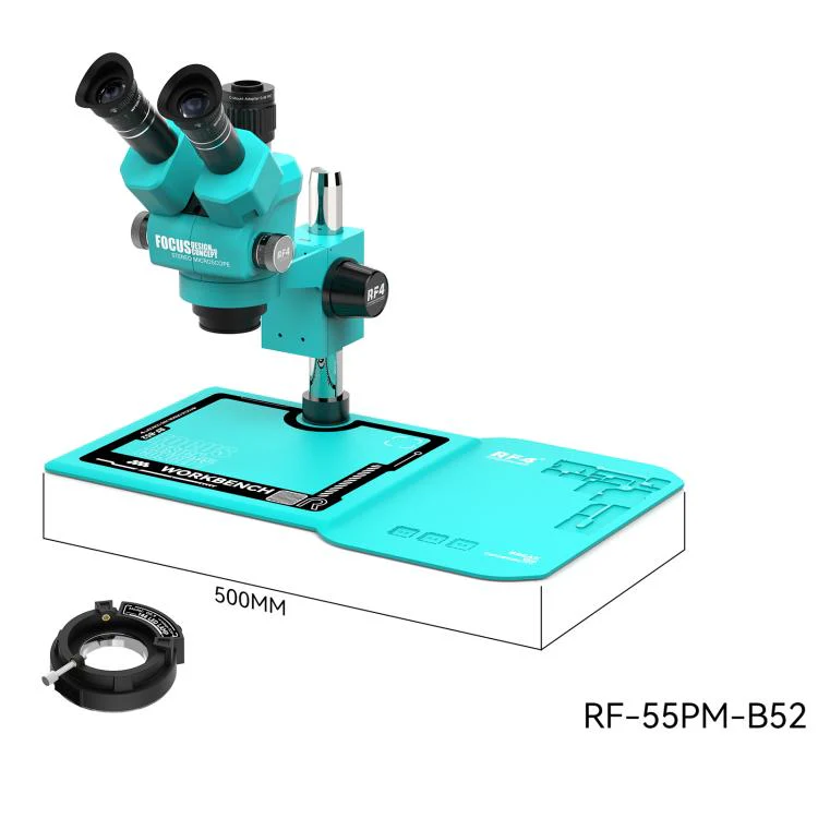 RF4 RF-55PM-B52 6.5-55X Synchronous Zoom Trinocular Stereo Microscope(Blue) - Image 5