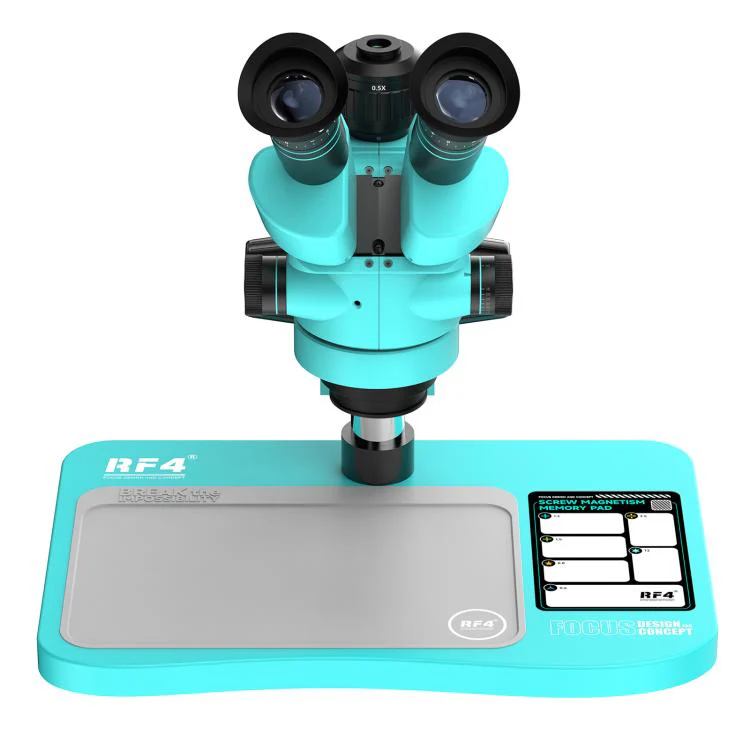 RF4 RF-6558Pro 6.5-58X Trinocular Stereo Microscope with Big Base, Silicone Pad, Screw Pad(Blue) - Image 2