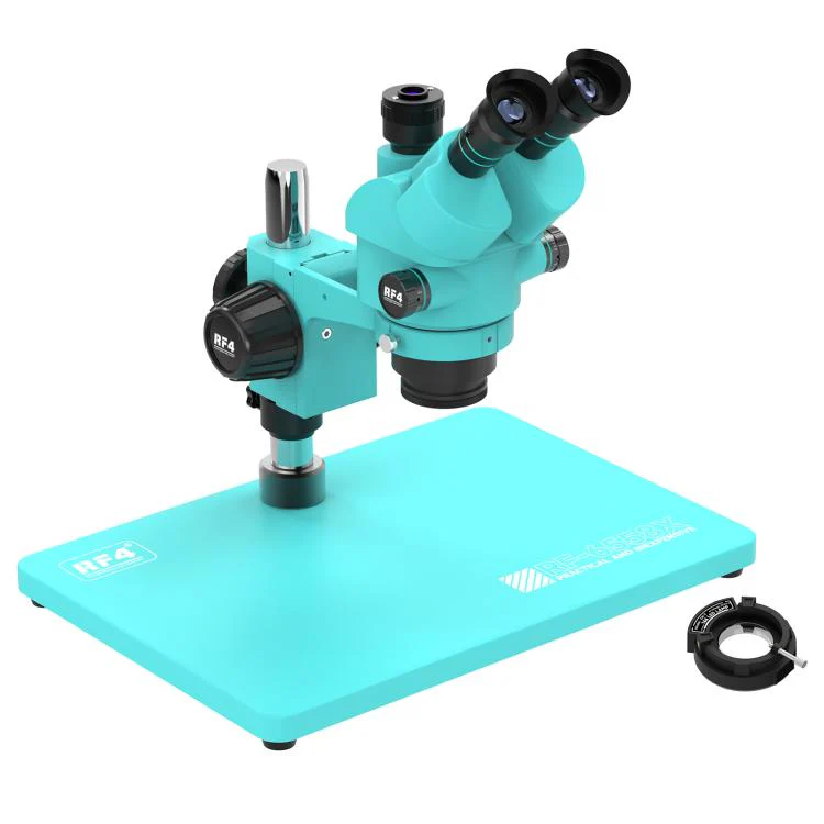 RF4 RF-6558X 6.5-58X Synchronous Zoom Trinocular Stereo Microscope with Aluminum Alloy Big Base(Blue) - Image 3