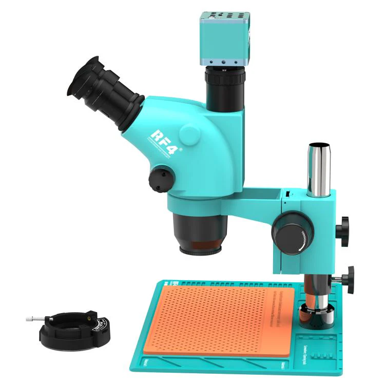 RF4 RF-6565-PO4-4K 6.5X-65X Trinocular Stereo Zoom Microscope with  with 4K Ultra HD Camera & PO4 Base(Blue) - Image 4