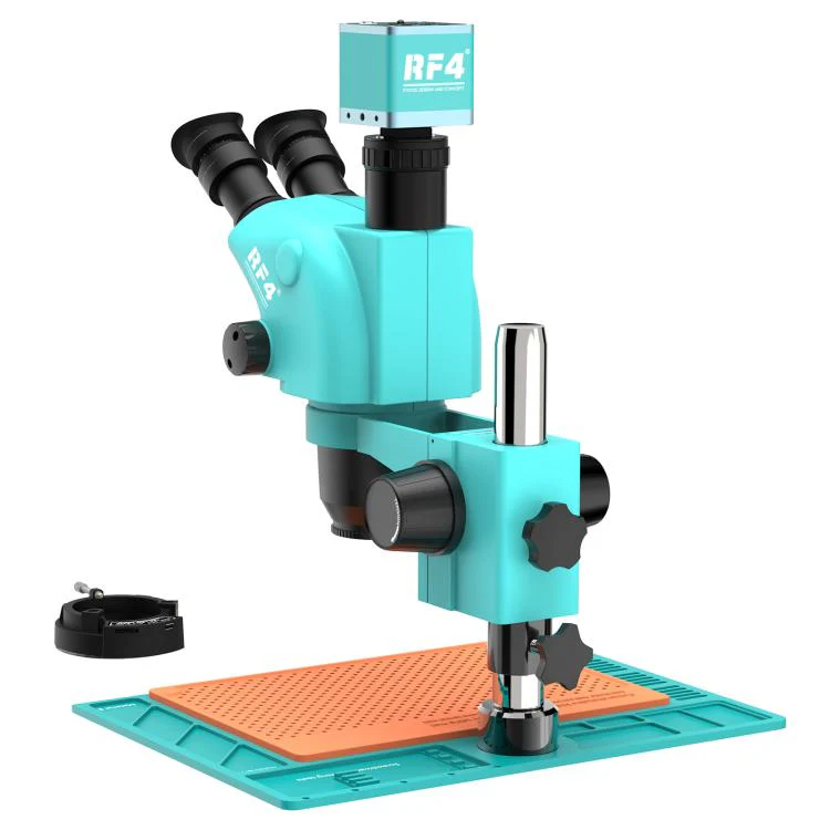 RF4 RF-6565-PO4-4K 6.5X-65X Trinocular Stereo Zoom Microscope with  with 4K Ultra HD Camera & PO4 Base(Blue) - Image 6