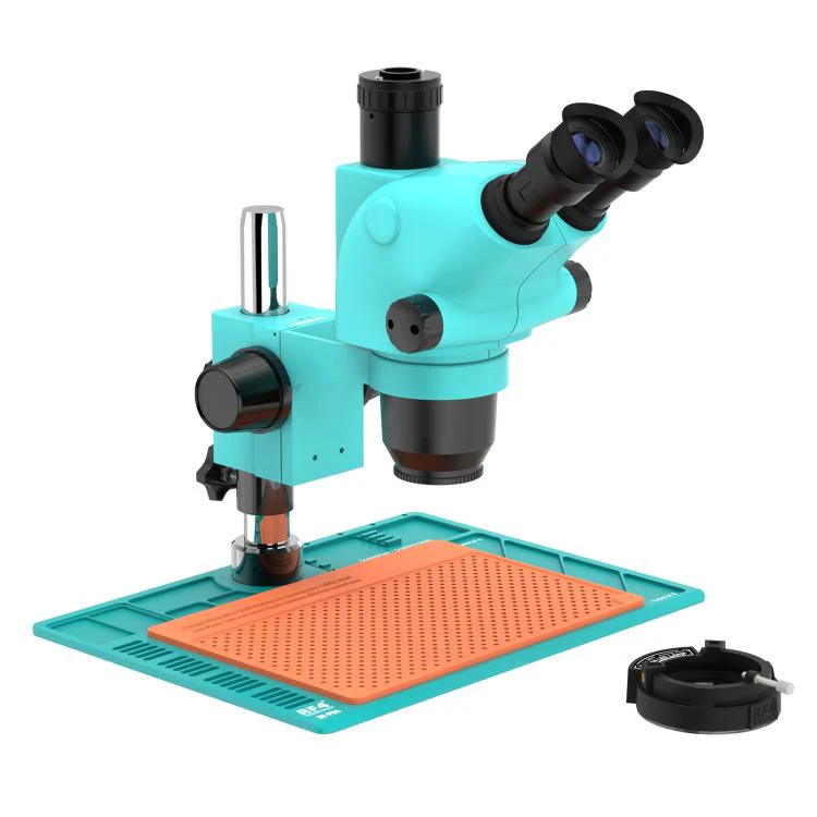 RF4 RF-6565-PO4 6.5X-65X Trinocular Stereo Zoom Microscope with PO4 Aluminum Alloy Base(Blue) - Image 2