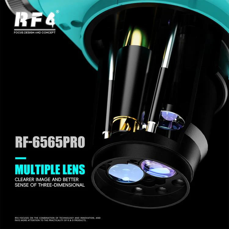 RF4 RF-6565Pro 6.5-65X Synchronous Zoom Trinocular Stereo Microscope with Aluminum Alloy Base(Blue) - Image 10