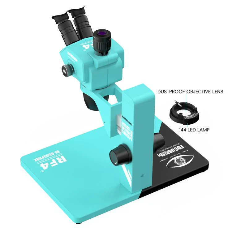 RF4 RF-6565Pro2 6.5-65X Synchronous Zoom Trinocular Stereo Microscope with Focus Lifting Bracket(Blue) - Image 4