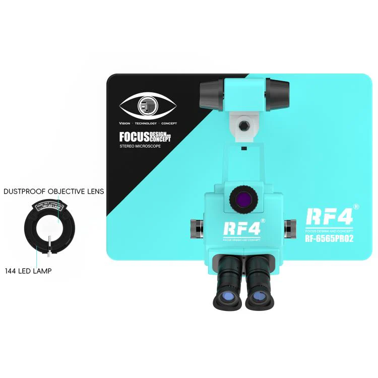 RF4 RF-6565Pro2 6.5-65X Synchronous Zoom Trinocular Stereo Microscope with Focus Lifting Bracket(Blue) - Image 5