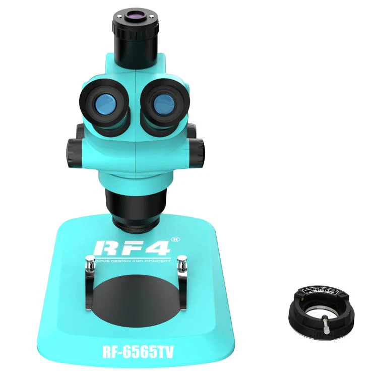 RF4 RF-6565TV 6.5-65X Synchronous Zoom Trinocular Stereo Microscope(Blue) - Image 2