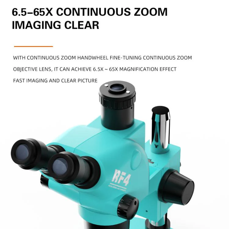 RF4 RF-6565TV 6.5-65X Synchronous Zoom Trinocular Stereo Microscope(Blue) - Image 6