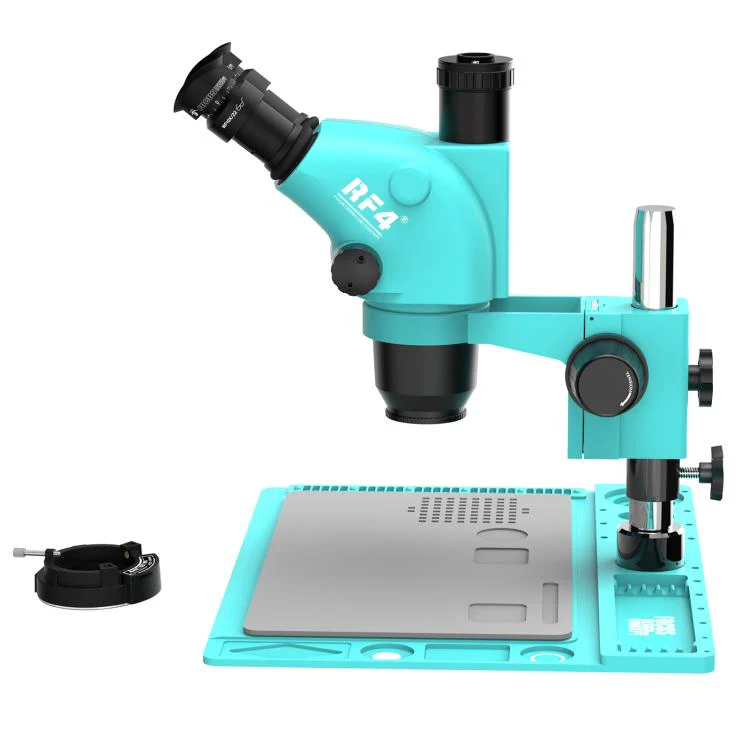 RF4 RF-6565TVD2 6.5X-65X Synchronous Zoom Trinocular Stereo Microscope with Aluminum Alloy Base(Blue) - Image 3