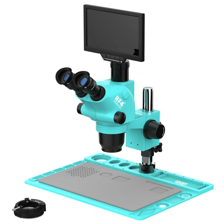 RF4 RF-6565TVD2-YS010W 6.5X-65X Synchronous Zoom Trinocular Stereo Microscope  with 10-inch HD Monitor(Blue)