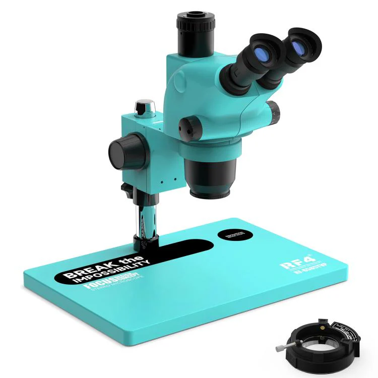 RF4 RF-6565TVP 6.5X-65X Trinocular Stereo Zoom Microscope with Big Aluminum Alloy Base(Blue) - Image 3