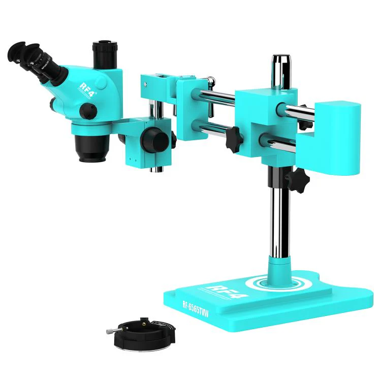 RF4 RF-6565TVW 6.5-65X High-definition Trinocular Stereo Continuous Zoom Industrial Microscope(Blue)