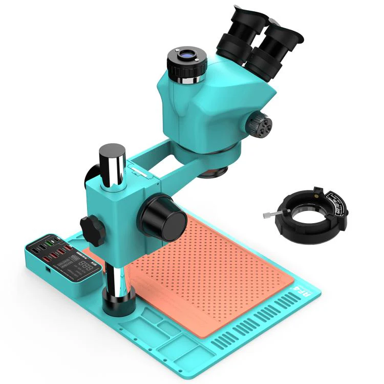 RF4 RF-7050TVA9 7X-50X Synchronous Zoom Trinocular Stereo Microscope with USB Charging Station (EU Plug) - Image 4