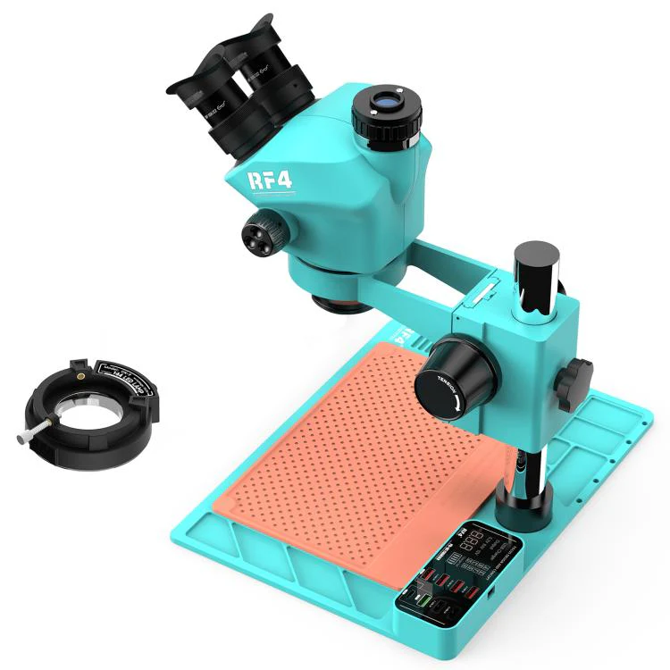 RF4 RF-7050TVA9 7X-50X Synchronous Zoom Trinocular Stereo Microscope with USB Charging Station (US Plug) - Image 3