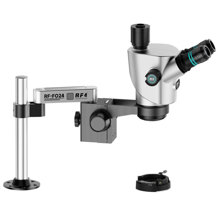RF4 RF-CX71P-FO24 6.5X-65X Premium Dual-Anti Trinocular Stereo Microscope Head with FO24 Stand(Silver Black) - Image 2