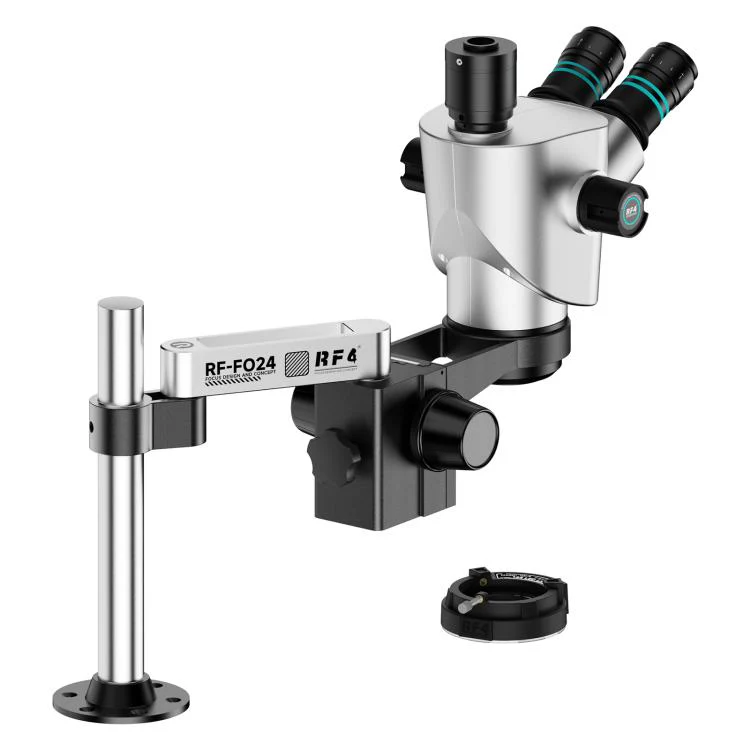 RF4 RF-CX71P-FO24 6.5X-65X Premium Dual-Anti Trinocular Stereo Microscope Head with FO24 Stand(Silver Black) - Image 3