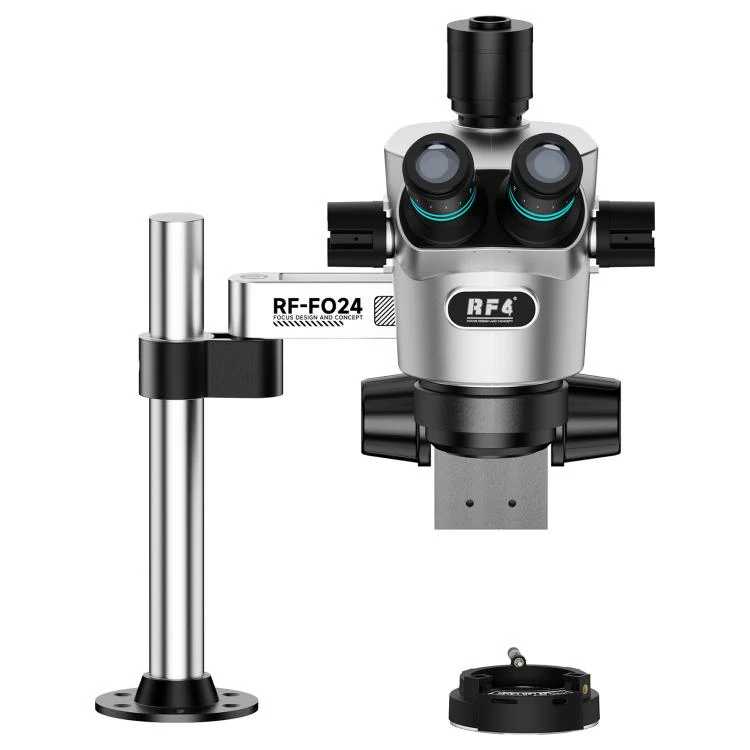 RF4 RF-CX71P-FO24 6.5X-65X Premium Dual-Anti Trinocular Stereo Microscope Head with FO24 Stand(Silver Black) - Image 6