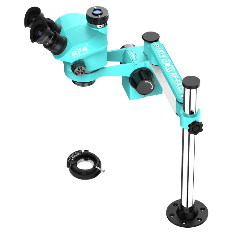 RF4 RF-FX23A 7-50X Free Swing Fixed Trinocular Stereo Microscope, Short Version(Blue) - Image 2