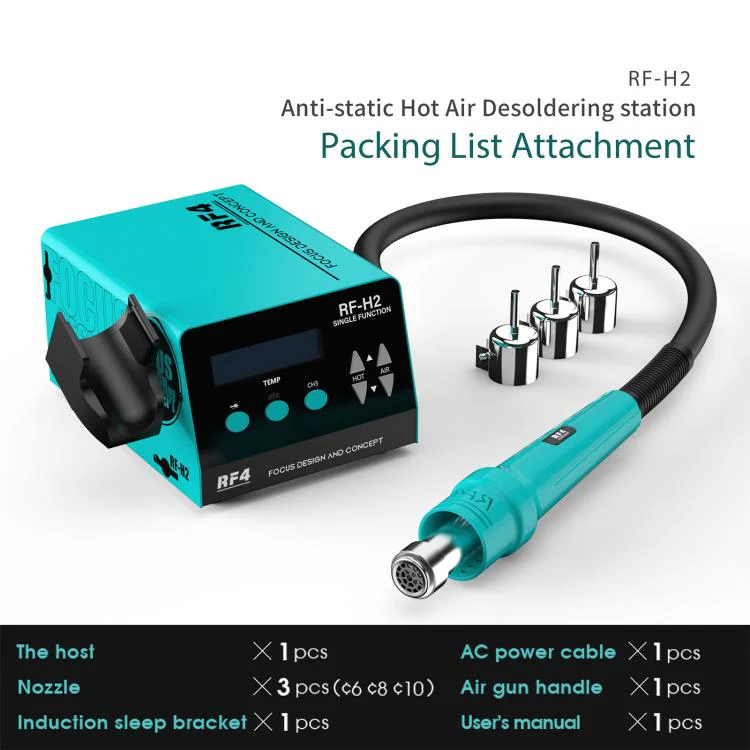 RF4 RF-H2 Lead-free ESD BGA Hot Air Soldering Rework Station for Phone Desoldering Repair(EU Plug) - Image 7