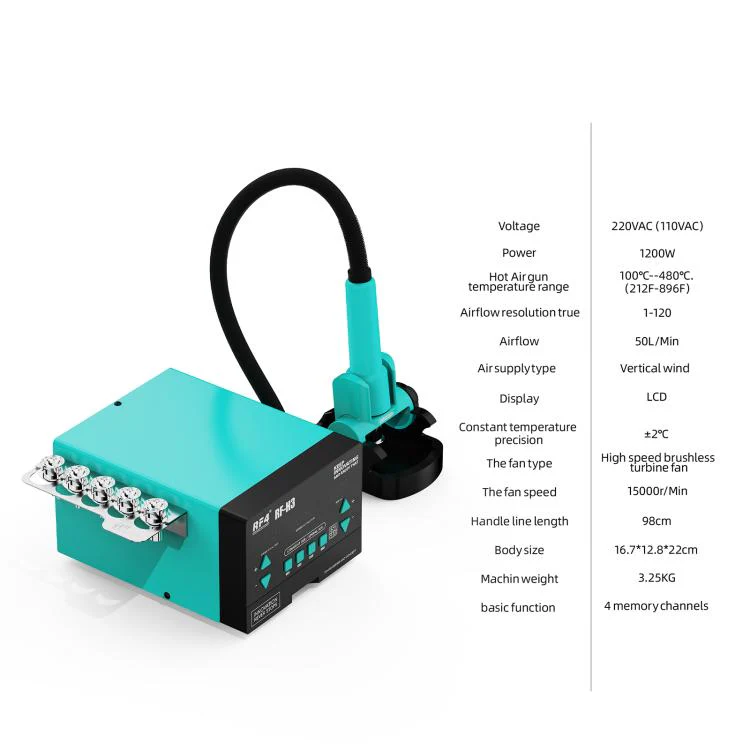 RF4 RF-H3 1200W 4 Memory Channels Hot Air Gun Digital Display Intelligent BGA Rework Station(US Plug) - Image 5