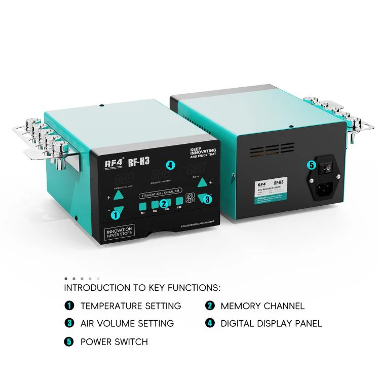 RF4 RF-H3 1200W 4 Memory Channels Hot Air Gun Digital Display Intelligent BGA Rework Station(US Plug) - Image 8