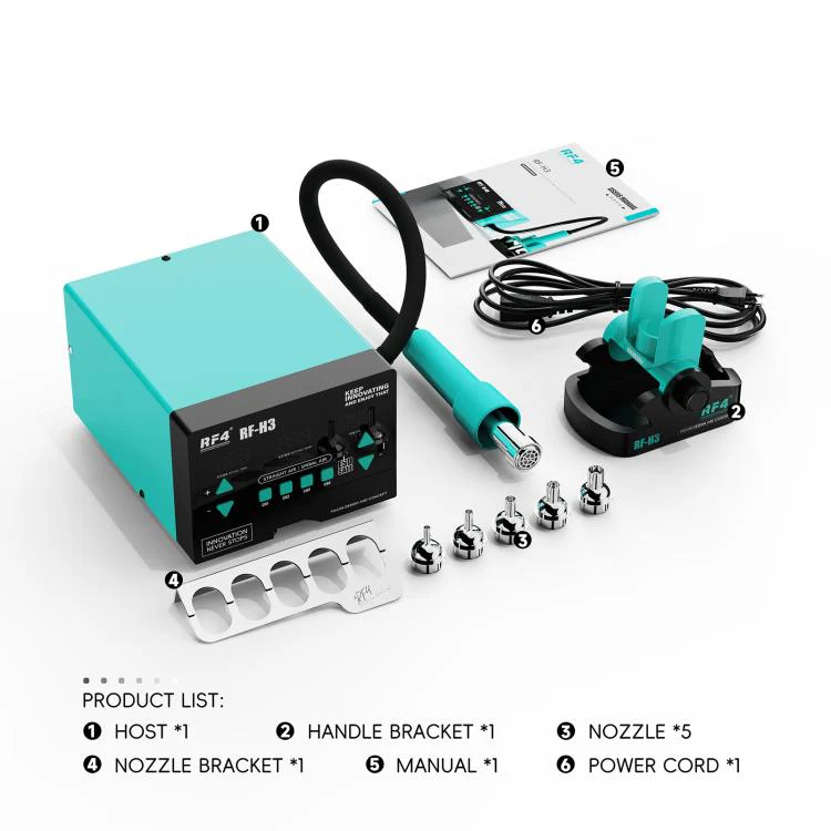 RF4 RF-H3 1200W 4 Memory Channels Hot Air Gun Digital Display Intelligent BGA Rework Station(US Plug) - Image 9