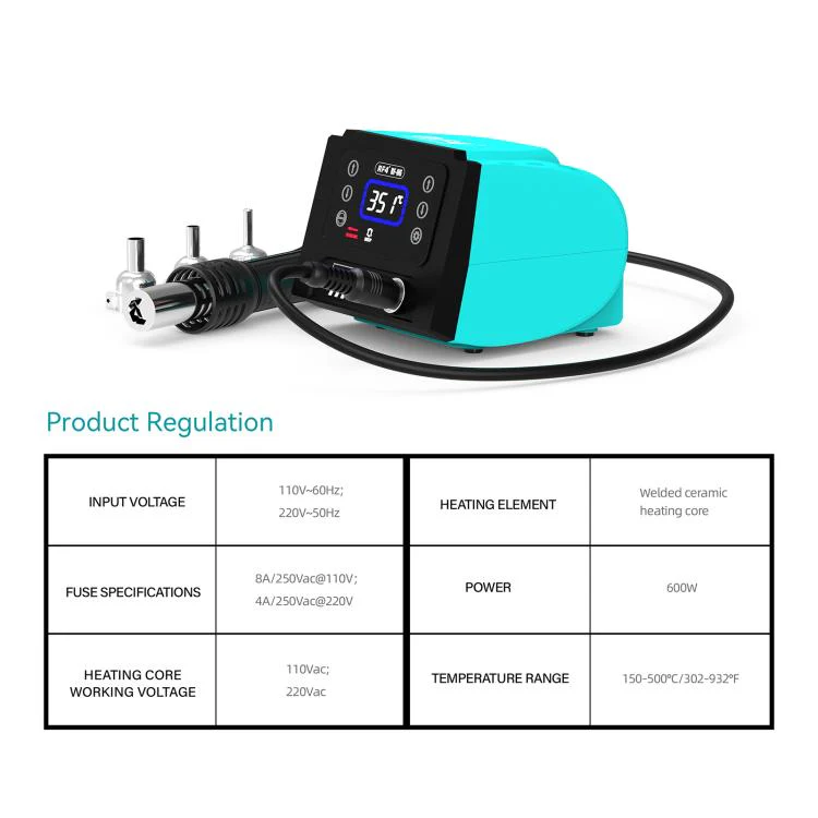 RF4 RF-H6 600W Temperature Control BGA Hot Air Rework Desoldering Station for Mobile Phone Repair(US Plug) - Image 4