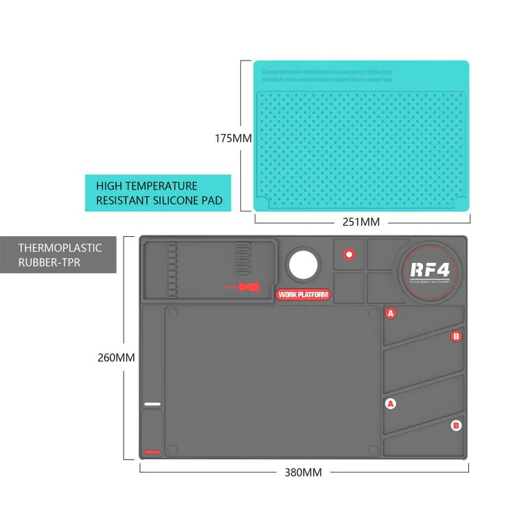 RF4 RF-PO2 High Temperature Anti-Slip Repair Silicone Pad(Grey + Green) - Image 4
