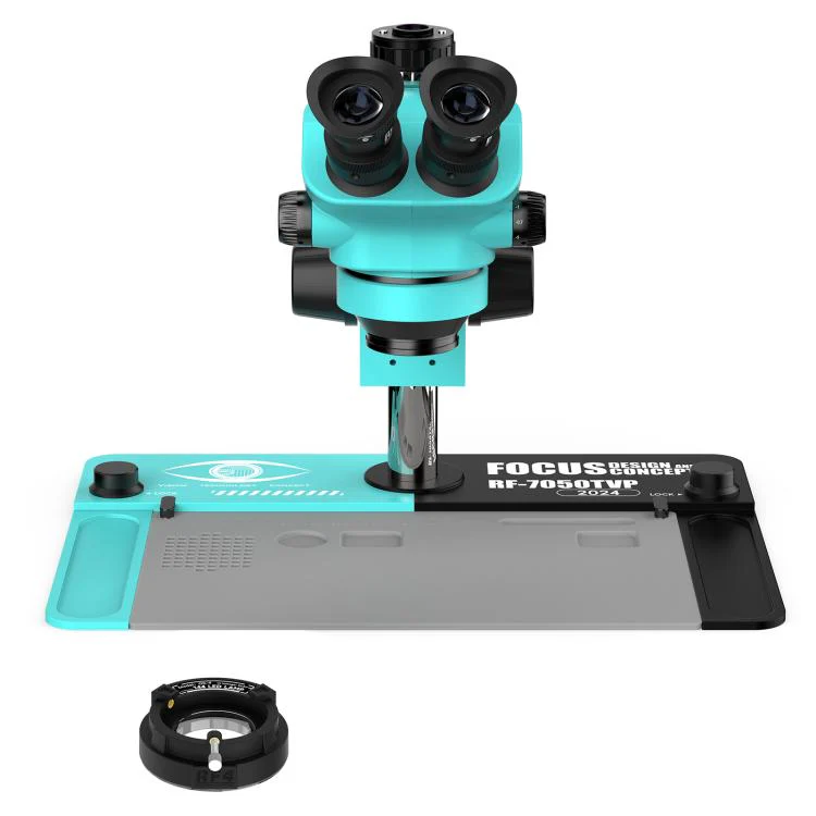 RF4 RF7050TVP 7-50X Synchronous Zoom Trinocular Stereo Microscope with Big Base - Image 3