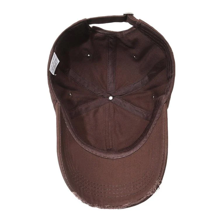 Ripped Baseball Cap Solid Color Distressed Casual Sun Hat, Color: Black - Image 4