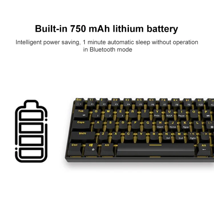 RK61 61 Keys Bluetooth / 2.4G Wireless / USB Wired Three Modes Tablet Mobile Gaming Mechanical Keyboard, Cable Length: 1.5m, Style:Green Shaft(Black) - Image 6