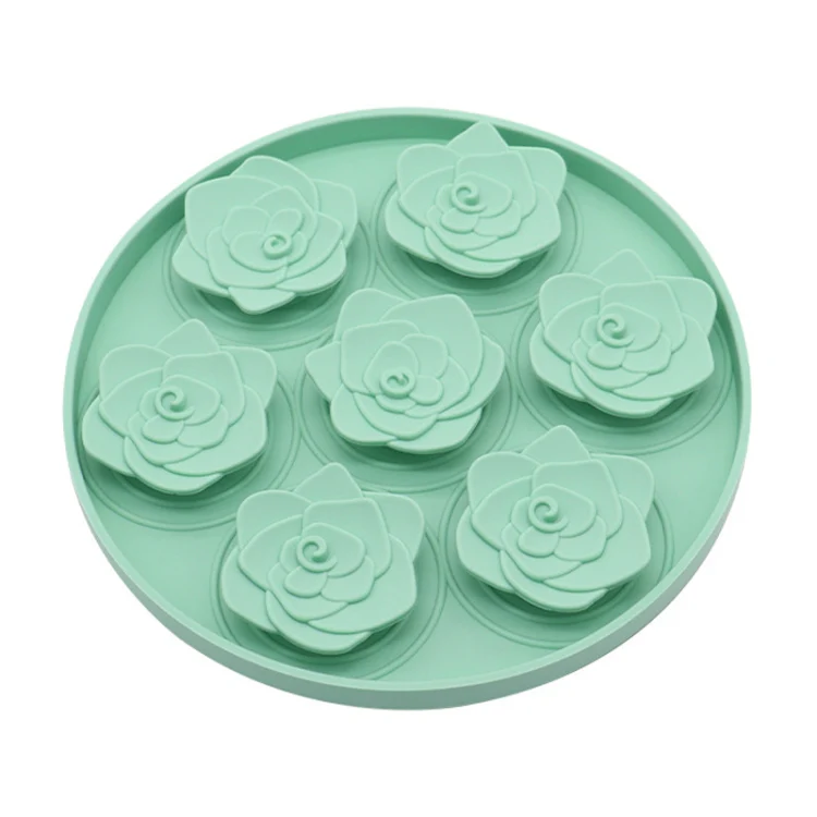 Rose Shaped Pet Lick Pads Dogs Silicone Slow Eating Mat(Green)