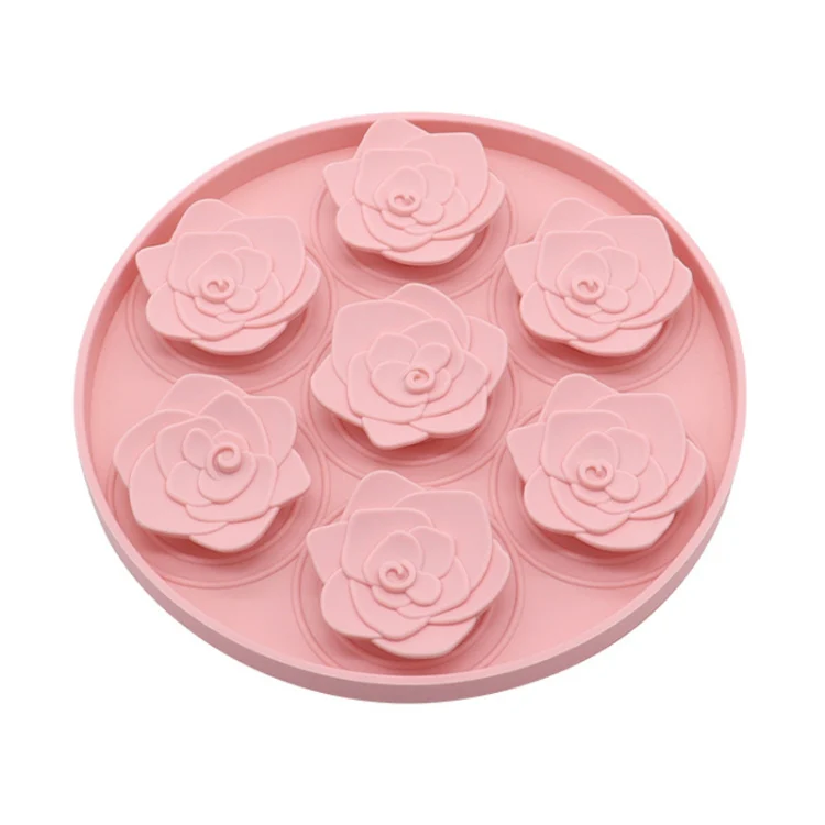 Rose Shaped Pet Lick Pads Dogs Silicone Slow Eating Mat(Pink)