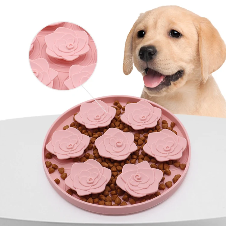 Rose Shaped Pet Lick Pads Dogs Silicone Slow Eating Mat(Pink) - Image 7