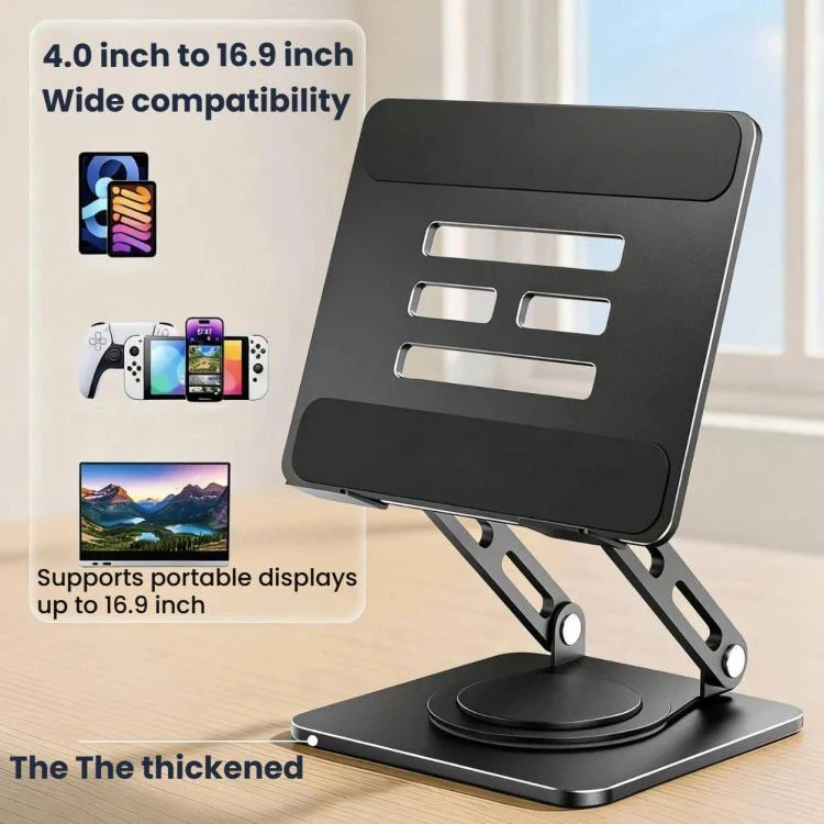 Rotatable Height-Adjustable 16 inch Tablet Metal Stand Desktop Gaming Cooling Holder(Black) - Image 3