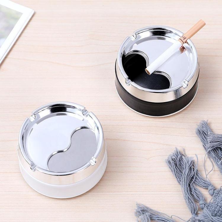 Rotating Sealed Ashtray with Lid Windproof Electroplated Finish Desktop Ashtray(Blue) - Image 3
