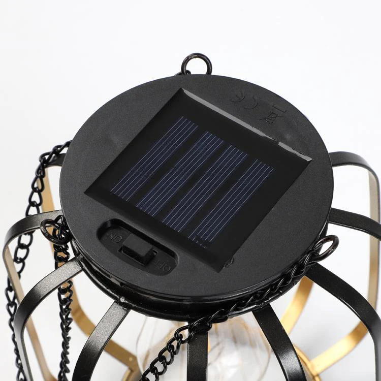 Round Cage Solar Hanging Lanterns Outdoor Metal Garden Decorative Lights - Image 5