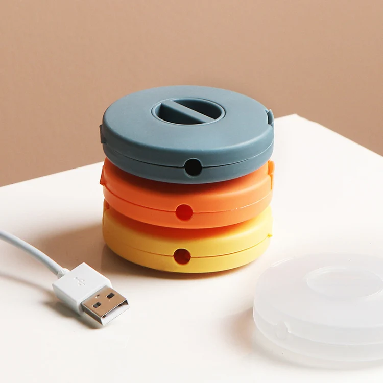 Round Data Cable Storage Box Earphone Storage Collection Box(Yellow) - Image 5