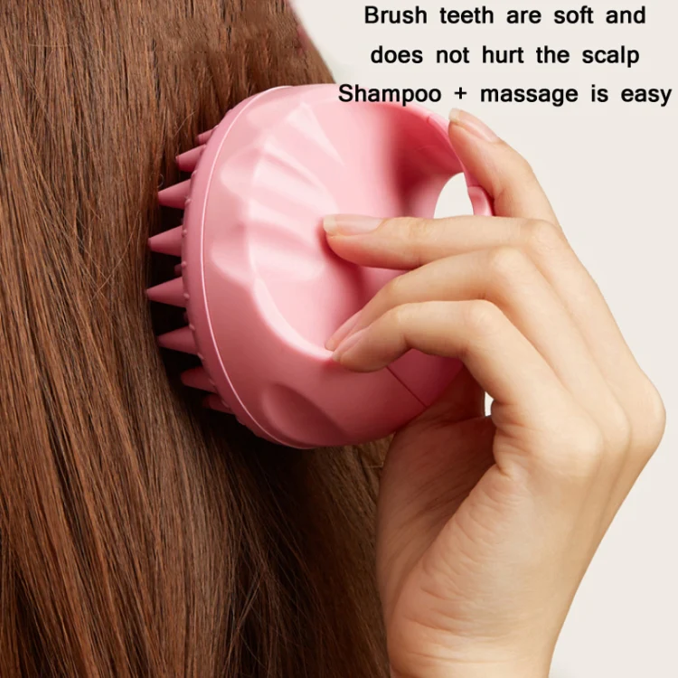 Round Hair Washing Brush Silicone Wet & Dry Multipurpose Massage Brush(Black) - Image 7