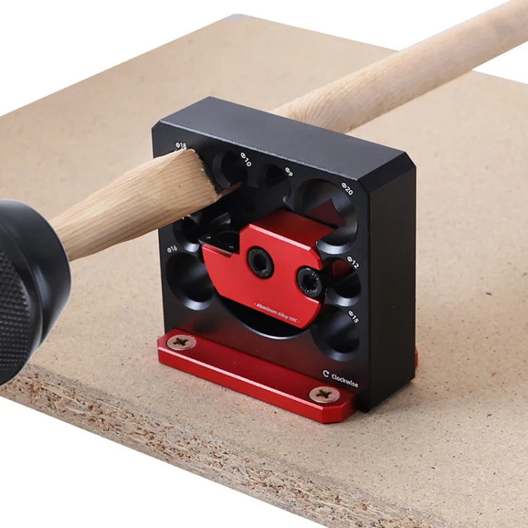 RUITOOL 8pcs / Set Adjustable 8-Hole Drill Rounders Woodworking DIY Tools, Color: Red And Black - Image 7