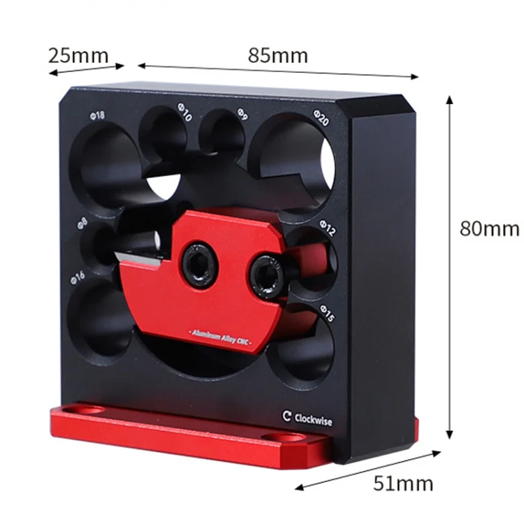 RUITOOL 8pcs / Set Adjustable 8-Hole Drill Rounders Woodworking DIY Tools, Color: Silver And Red - Image 3